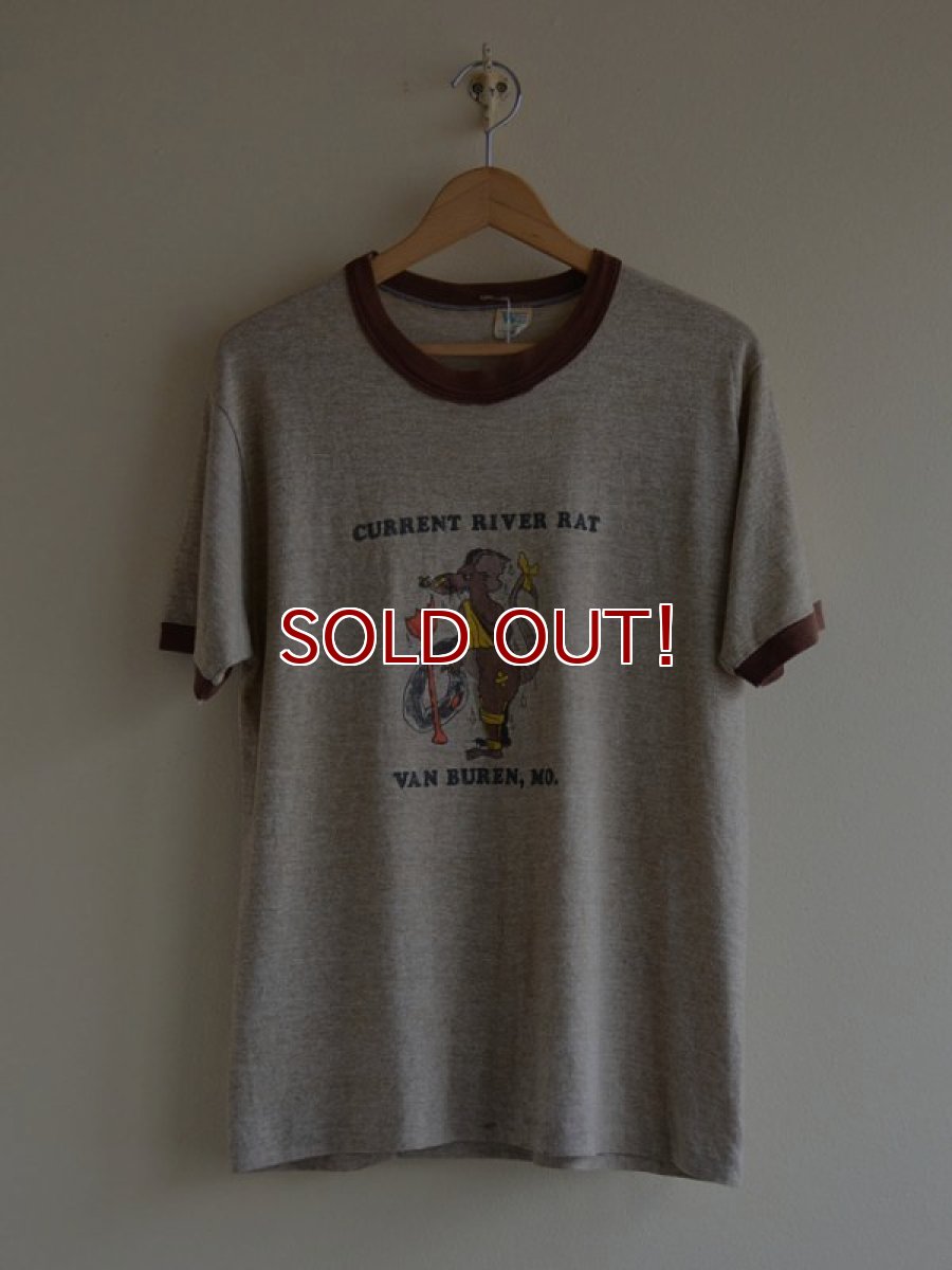 画像1: 1970s-80s CURRENT RIVER RAT 杢リンガーTシャツ　 表記L  (1)