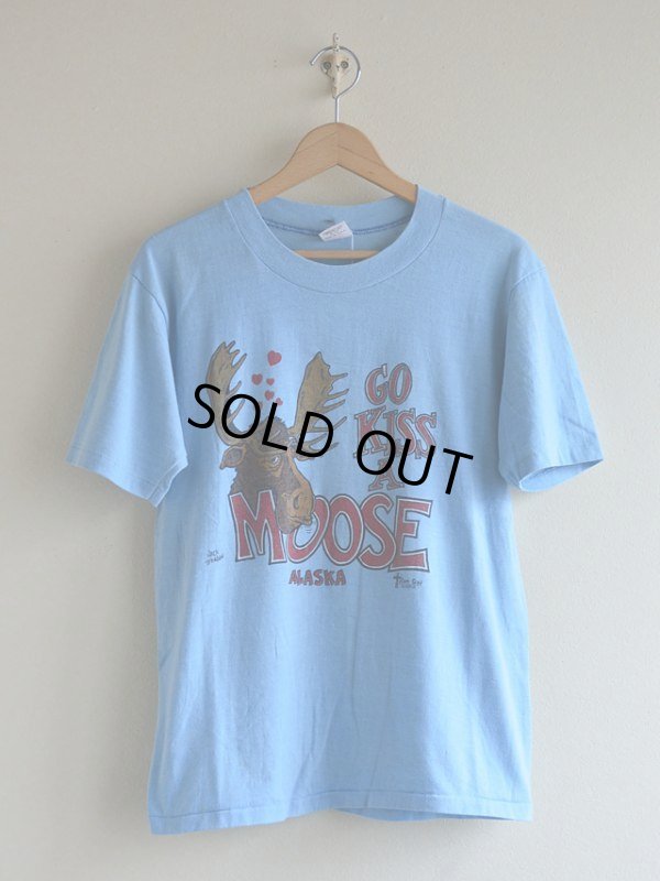 画像1: 1980s GO KISS A MOOSE ALASKA Tシャツ　 表記M 
