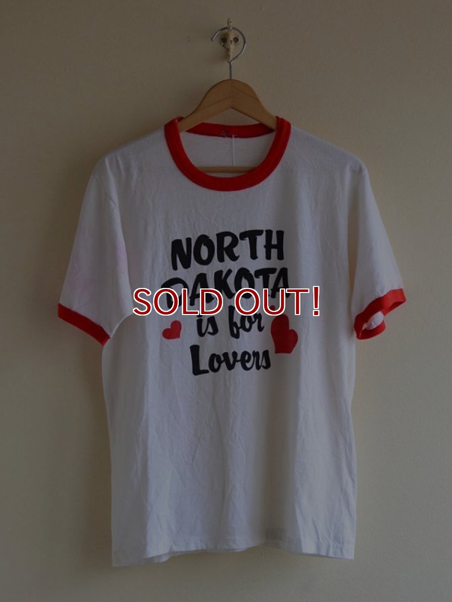 画像1: 1980s NORTH DAKOTA IS FOR LOVERS リンガーTシャツ　 実寸L  (1)