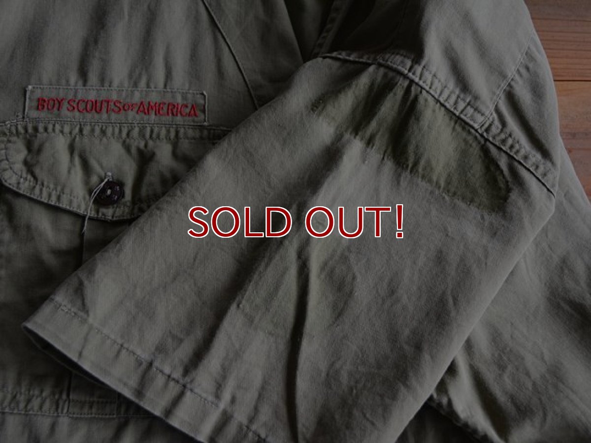 画像8: 1960s BOY SCOUTS マチ付きノーカラーシャツ　 実寸L-XL  (8)