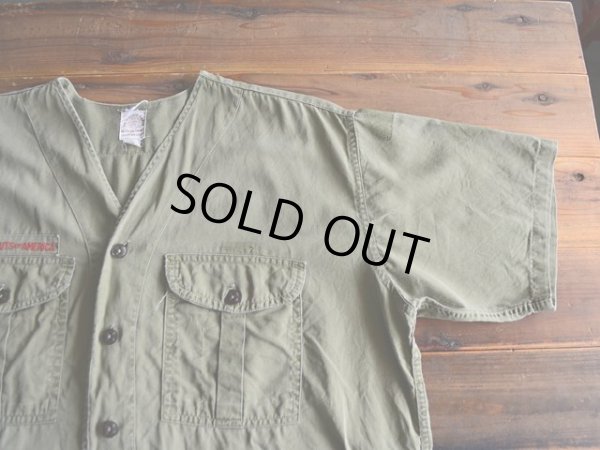 画像4: 1960s BOY SCOUTS マチ付きノーカラーシャツ　 実寸L-XL 
