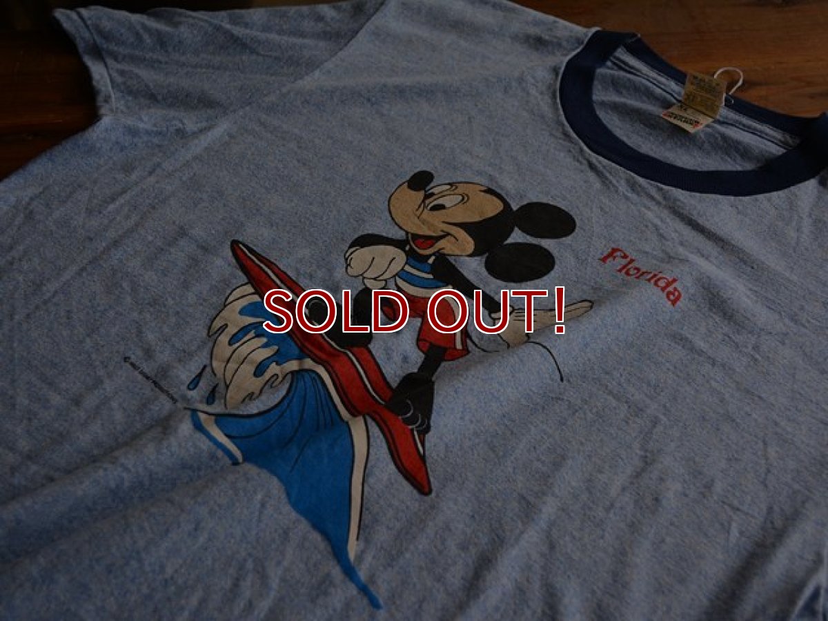 画像5: 1980s Mickey Mouse Surfing 杢リンガーTシャツ　 DEAD STOCK!!　 表記XL  (5)