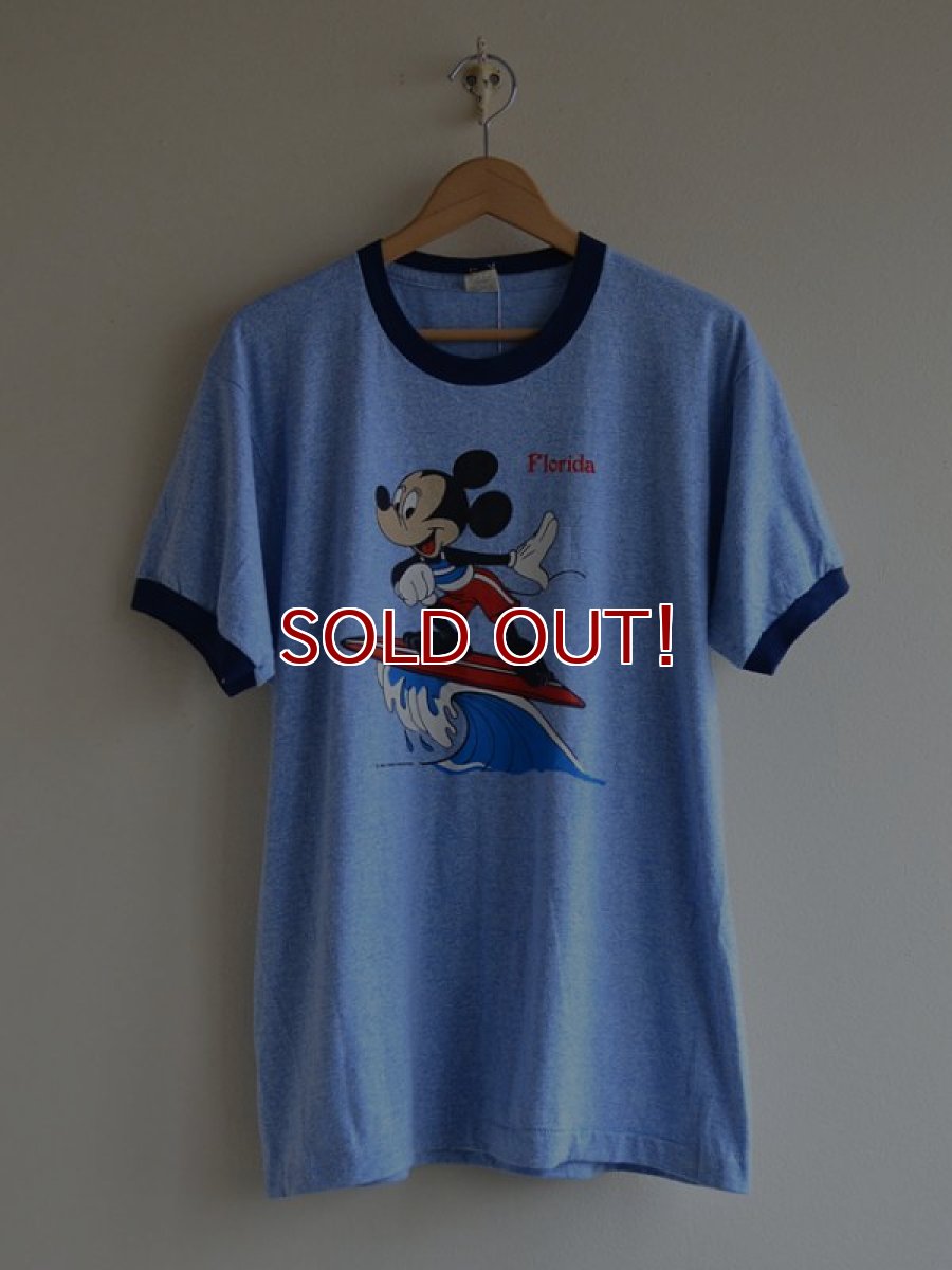 画像1: 1980s Mickey Mouse Surfing 杢リンガーTシャツ　 DEAD STOCK!!　 表記XL  (1)