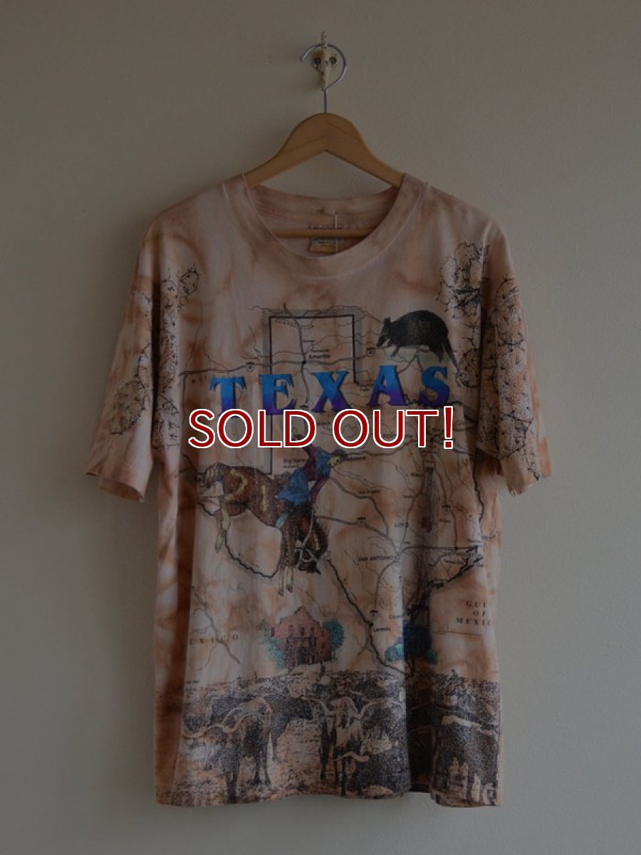 画像1: 1990s TEXAS タイダイマップTシャツ　 表記L  (1)