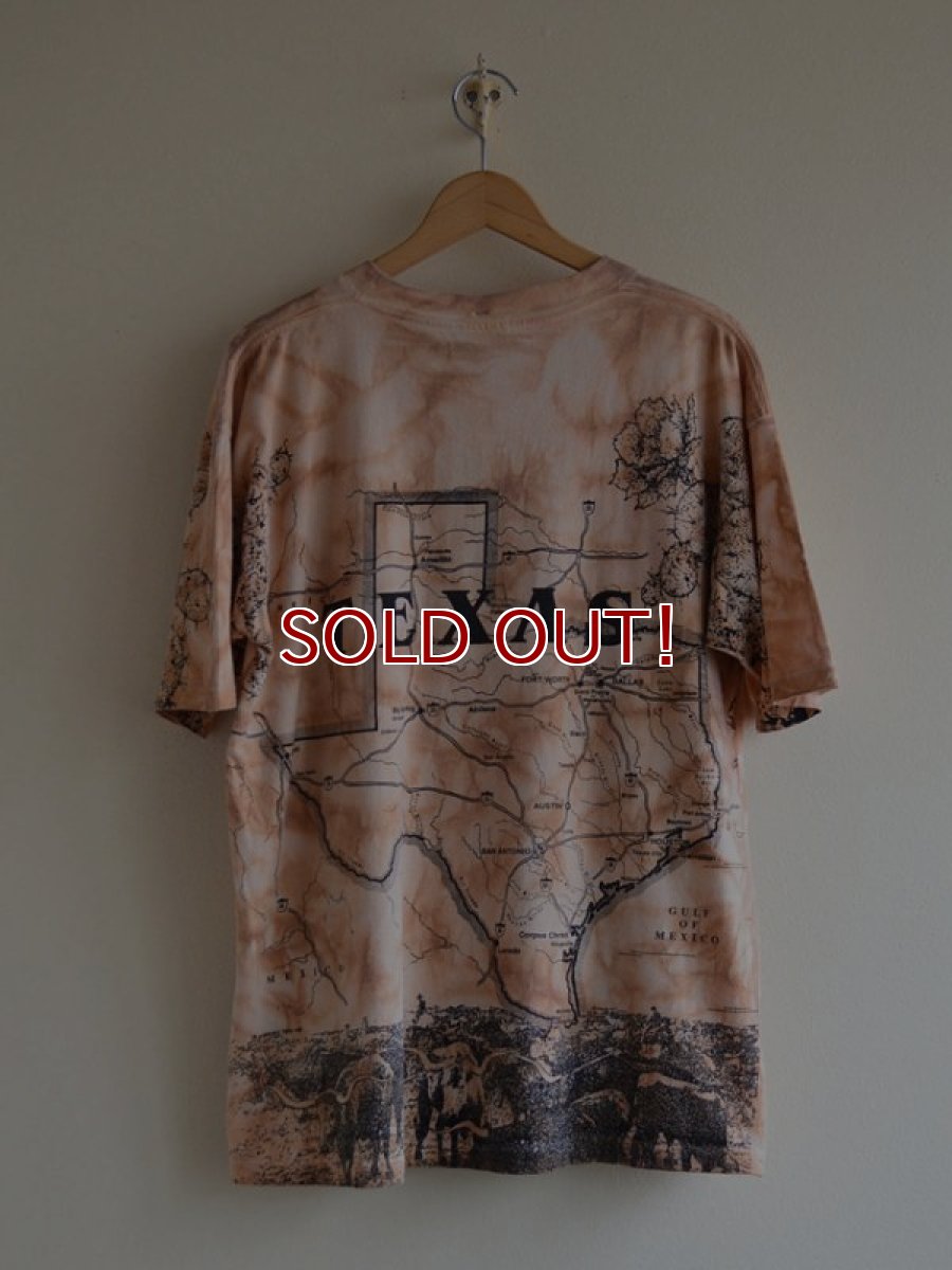画像2: 1990s TEXAS タイダイマップTシャツ　 表記L  (2)