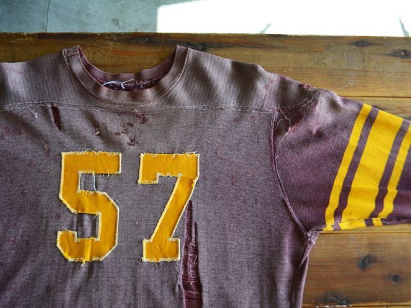 1950s〜ナンバリングフットボールTシャツ 実寸L - 古着屋HamburgCafe