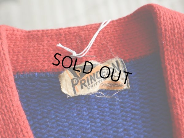 画像3: 1940s PRINCETON ツートンレタードカーディガン　 実寸M 