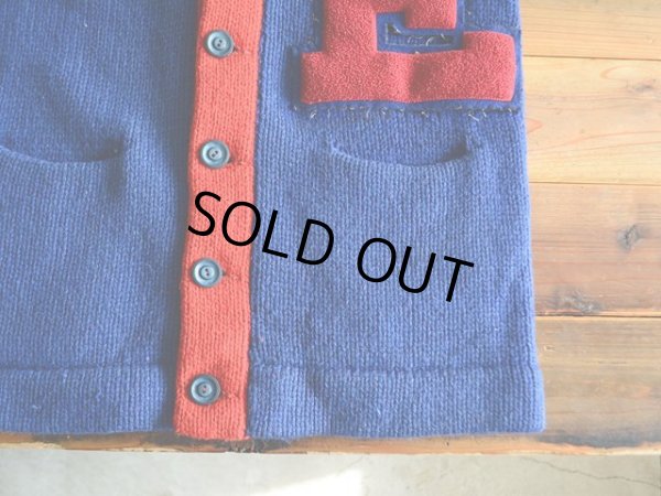 画像7: 1940s PRINCETON ツートンレタードカーディガン　 実寸M 