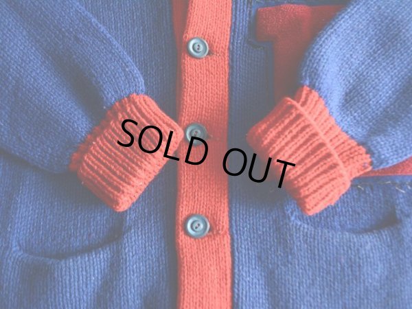 画像5: 1940s PRINCETON ツートンレタードカーディガン　 実寸M 