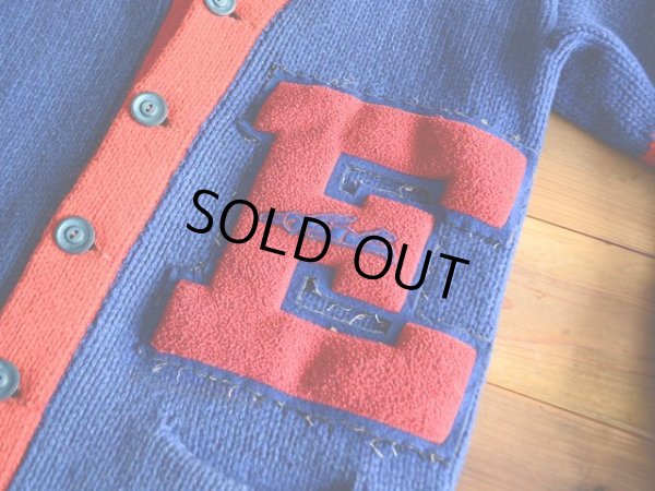 画像6: 1940s PRINCETON ツートンレタードカーディガン　 実寸M 