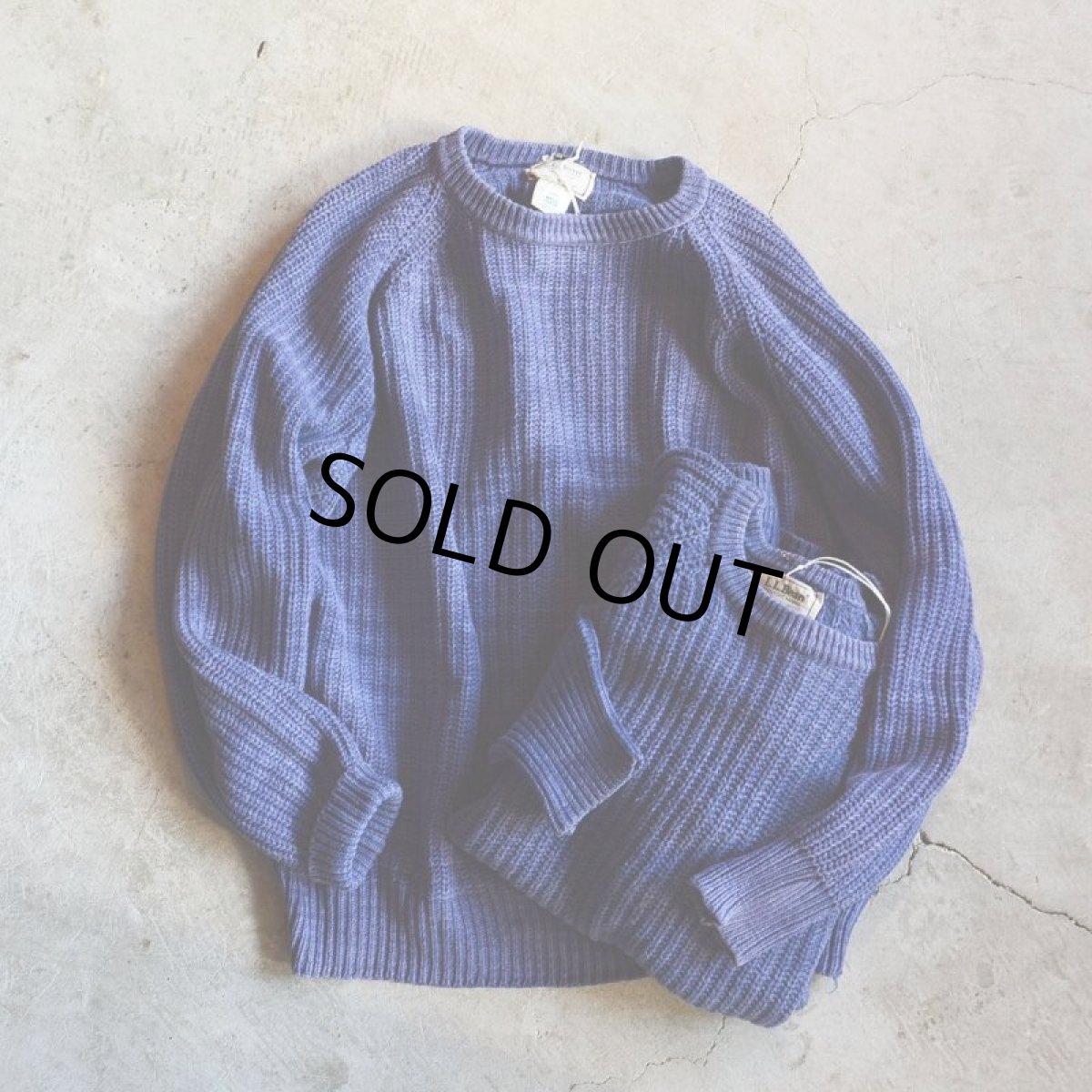 画像1: 1980s L.L.Bean インディゴ風コットンセーター　 表記L  (1)