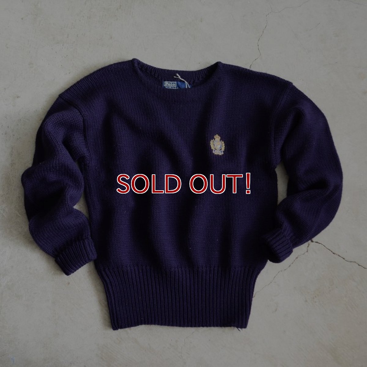 画像1: PoLo RalphLauren ボートネックウールセーター　 表記M  (1)