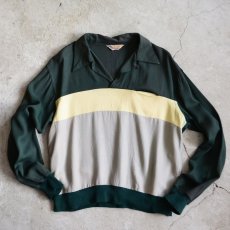 画像1: 1950s【MacLAREN】レーヨンリブシャツ 表記L 16-16 1/2  (1)