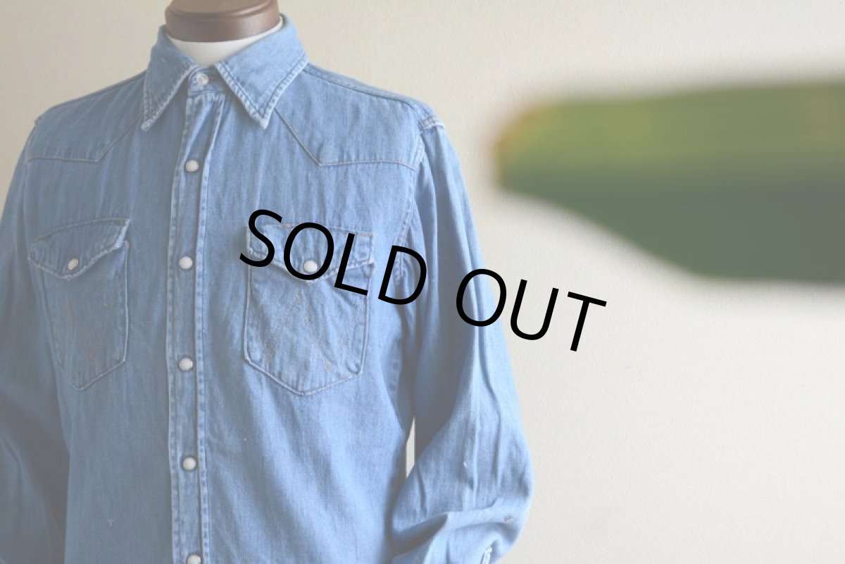 画像6: 1960s-70s Wrangler 27MWデニムウエスタンシャツ　 表記15  (6)