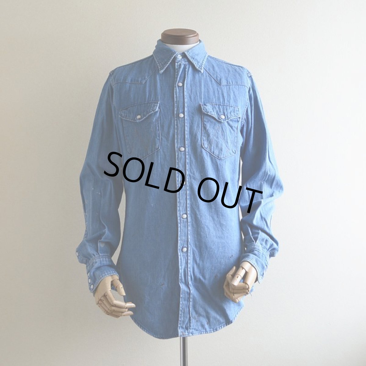 画像1: 1960s-70s Wrangler 27MWデニムウエスタンシャツ　 表記15  (1)