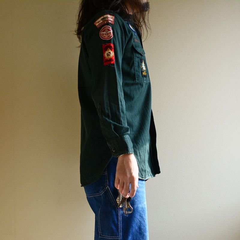 画像2: 1950s BOY SCOUTS EXPLORERSマチ付きシャツ 実寸ML