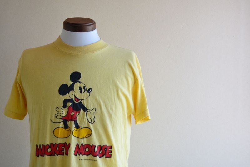 1970s-80s MICKEY MOUSE 両面プリントTシャツ 表記L - 古着屋HamburgCafe