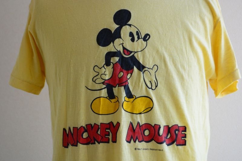 1970s-80s MICKEY MOUSE 両面プリントTシャツ 表記L - 古着屋HamburgCafe