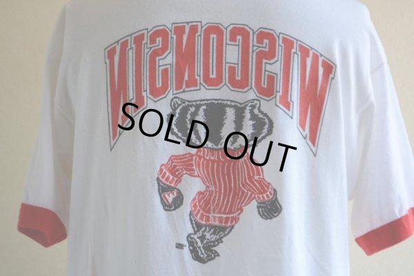 画像13: 1980s WISCONSIN Bucky Badger リンガーTシャツ　 両面プリント　 表記XL 