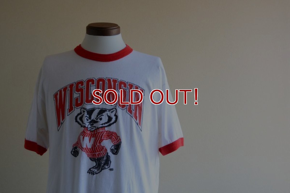 画像5: 1980s WISCONSIN Bucky Badger リンガーTシャツ　 両面プリント　 表記XL  (5)