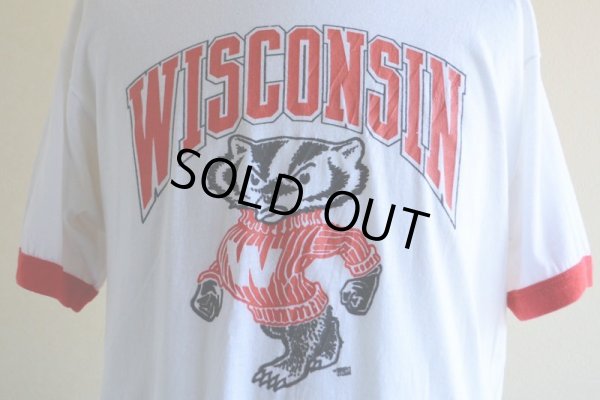 画像7: 1980s WISCONSIN Bucky Badger リンガーTシャツ　 両面プリント　 表記XL 