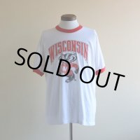 1980s WISCONSIN Bucky Badger リンガーTシャツ　 両面プリント　 表記XL 