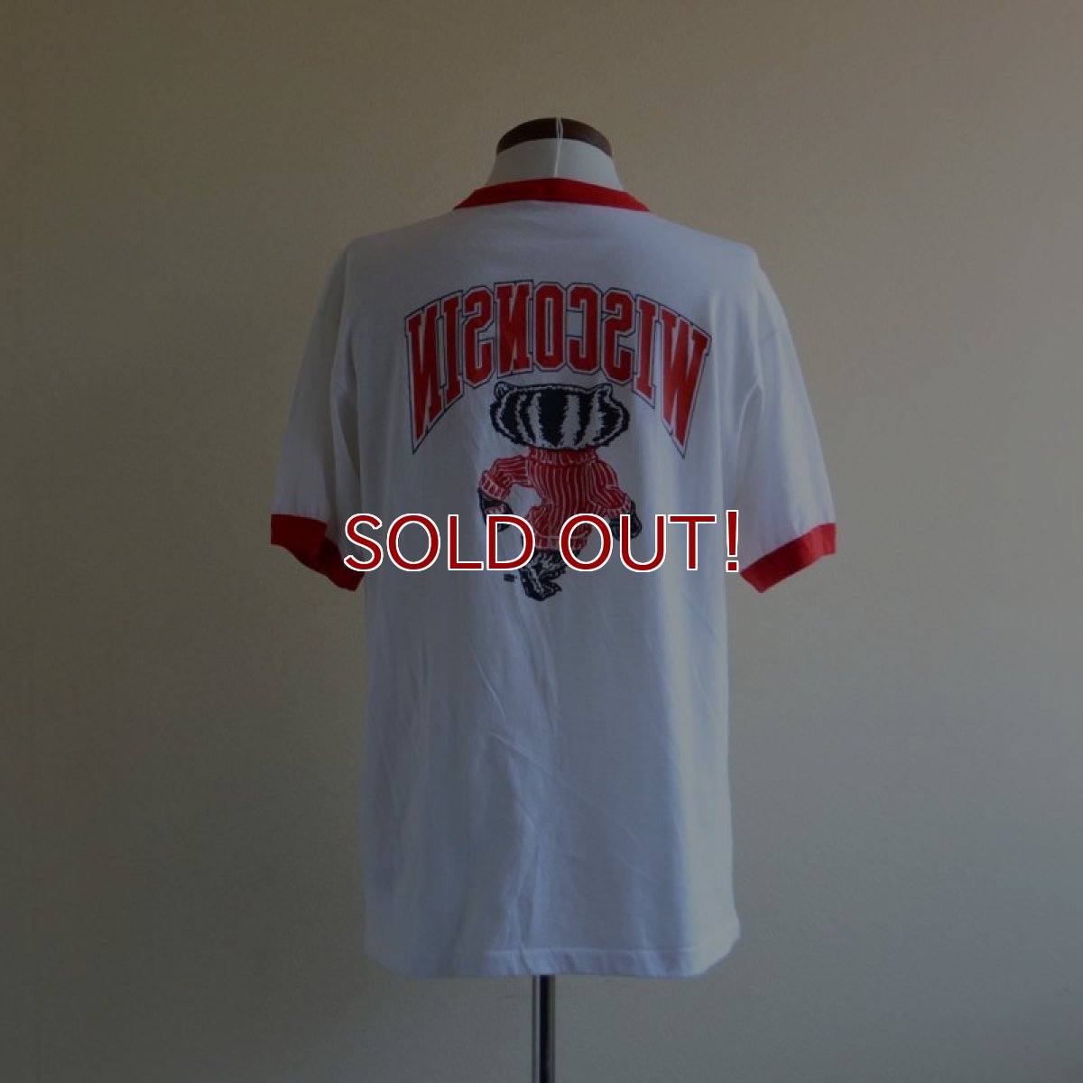 画像3: 1980s WISCONSIN Bucky Badger リンガーTシャツ　 両面プリント　 表記XL  (3)