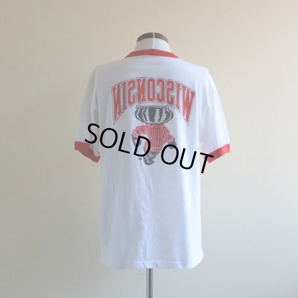 画像3: 1980s WISCONSIN Bucky Badger リンガーTシャツ　 両面プリント　 表記XL 