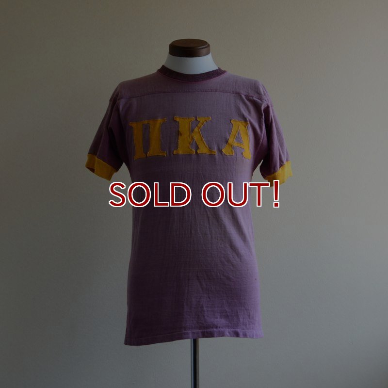 フットボールT 推定60s 1960s ΠKA フットボールTシャツ ナンバリング「69」 表記M - 古着屋