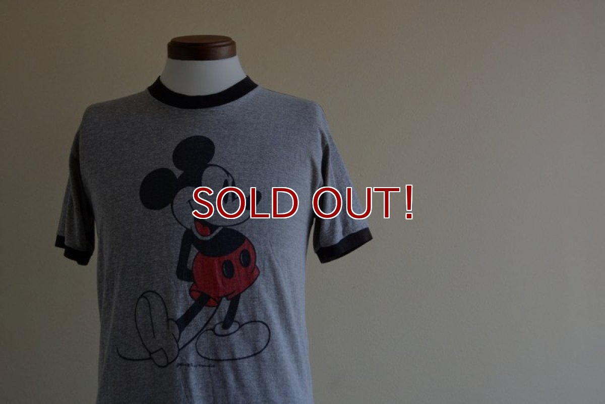 画像6: 1980s  MICKEY MOUSE リンガーTシャツ　 杢灰×黒　 表記L  (6)