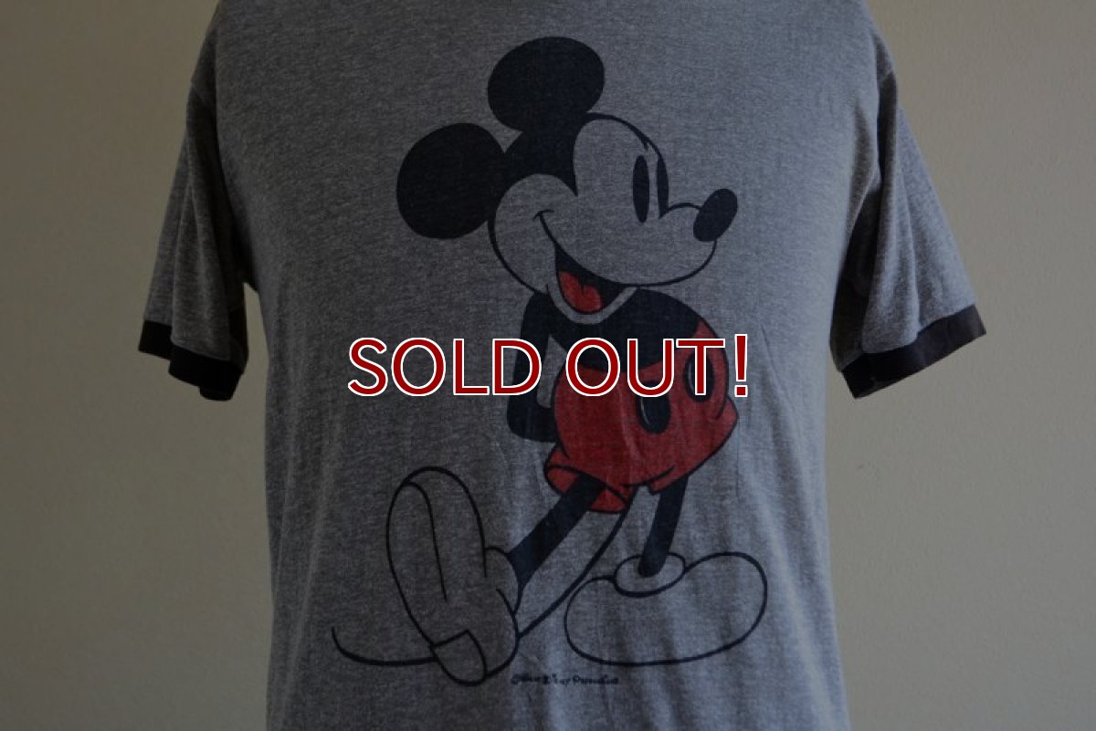 画像7: 1980s  MICKEY MOUSE リンガーTシャツ　 杢灰×黒　 表記L  (7)