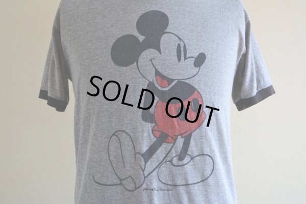 画像7: 1980s  MICKEY MOUSE リンガーTシャツ　 杢灰×黒　 表記L 