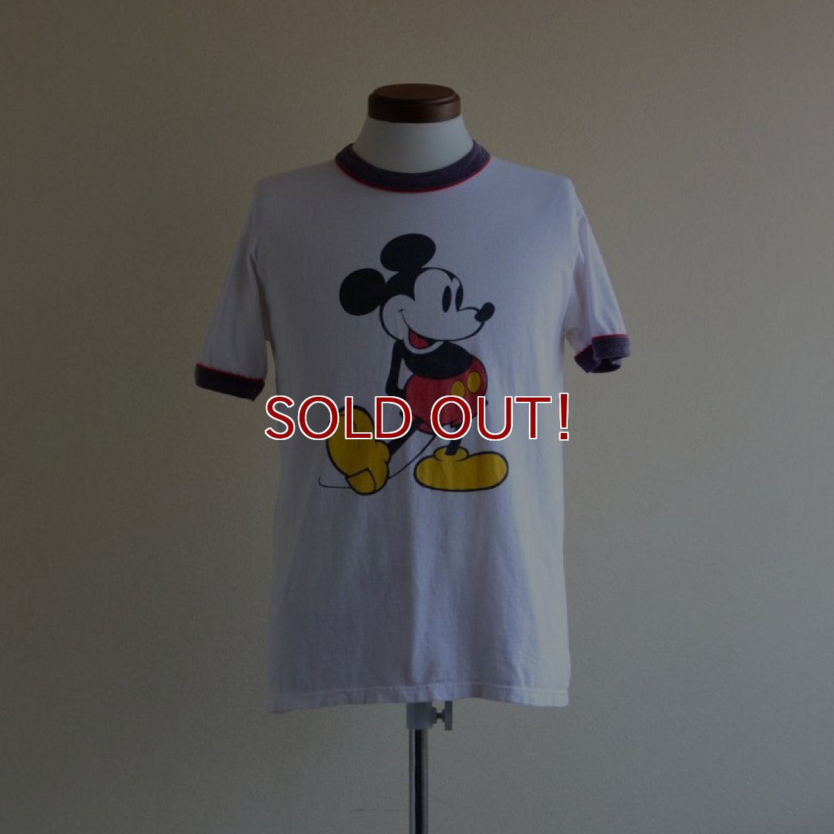 画像1: 1980s  MICKEY MOUSE リンガーTシャツ　 表記M  (1)