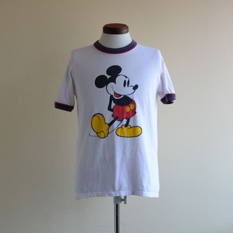 1980s MICKEY MOUSE リンガーTシャツ 表記M - 古着屋HamburgCafe