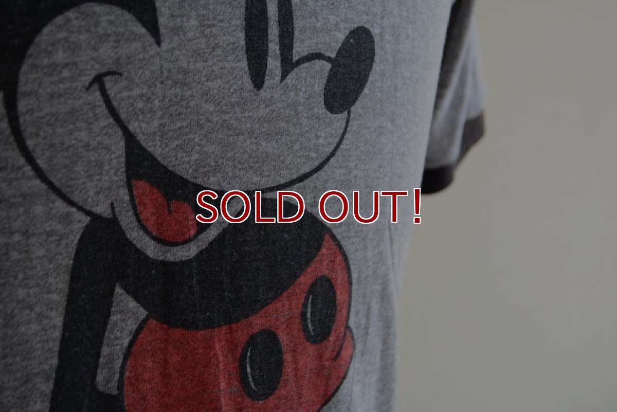 画像9: 1980s  MICKEY MOUSE リンガーTシャツ　 杢灰×黒　 表記L  (9)