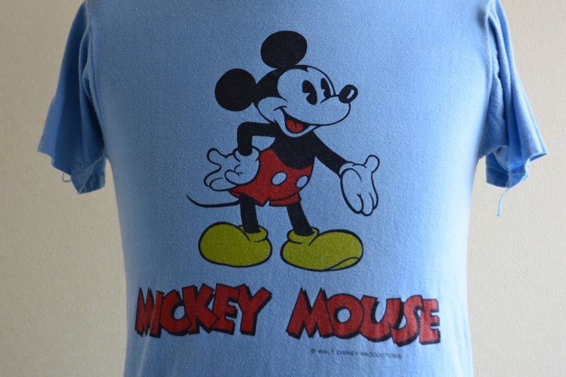 1970s MICKEY MOUSE 両面プリントTシャツ 表記S - 古着屋HamburgCafe