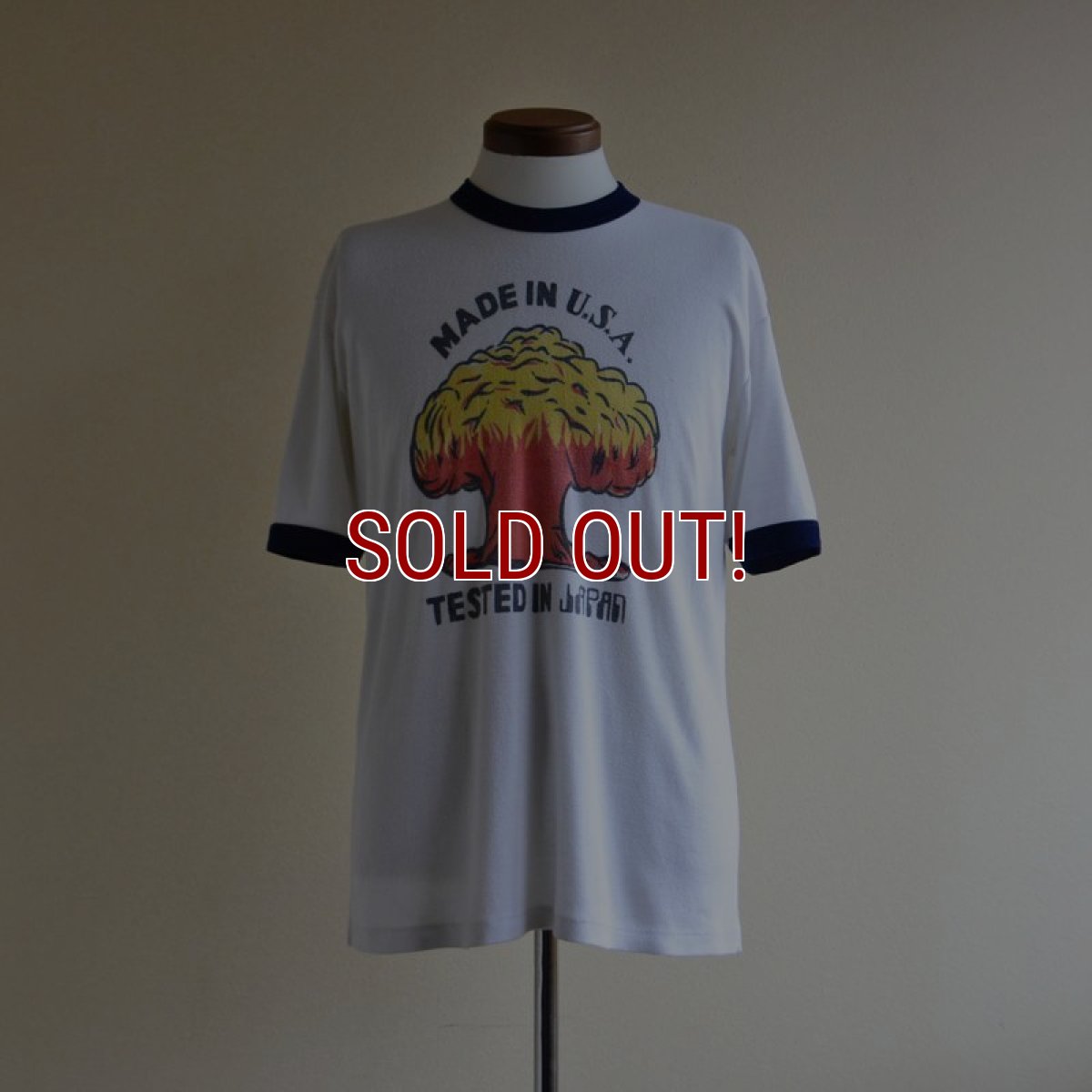 画像1: 1990s 原子爆弾 リンガーTシャツ　 両面プリント　 実寸L  (1)