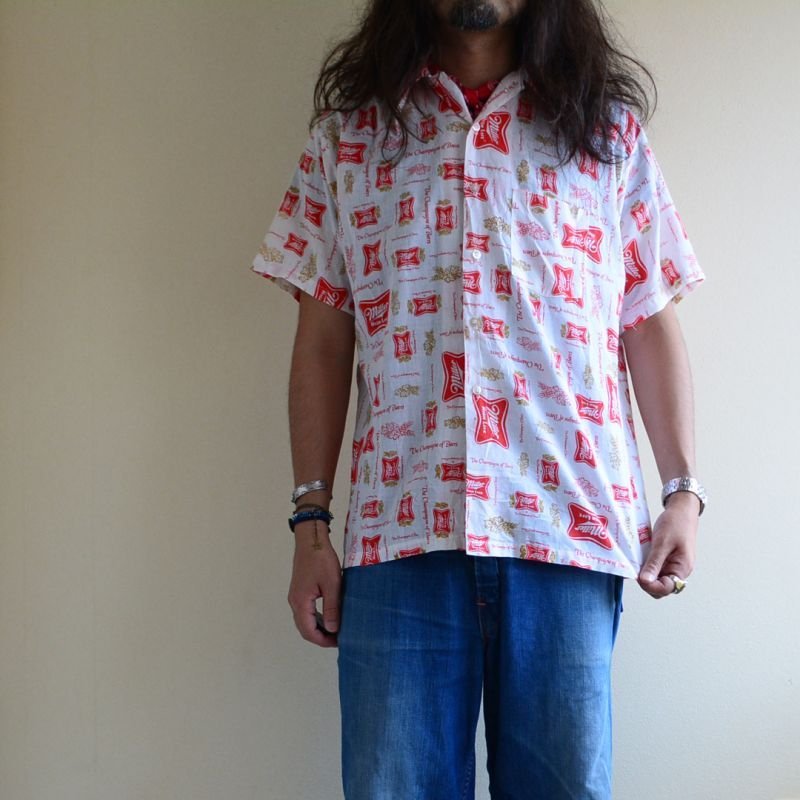 画像1: 1970s Miller Beer 総柄シャツ 表記L