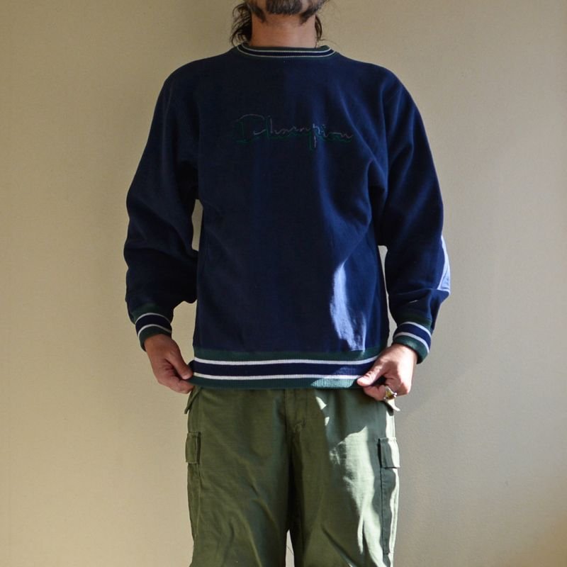 画像1: 1990s Champion リバースウィーブスウェット ボーダーリブ 表記L