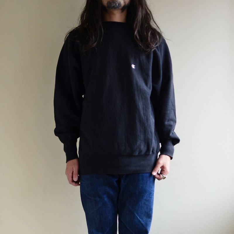 画像1: 1990s Champion リバースウィーブスウェット 目付きBLACK 表記XL