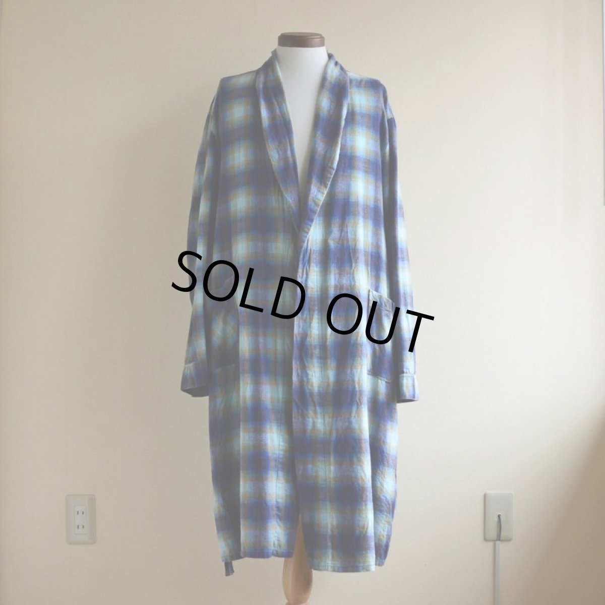 画像1: 1960s プリントネルガウン　 オンブレーチェック　 表記XL  (1)