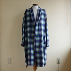 画像1: 1960s プリントネルガウン　 オンブレーチェック　 表記XL  (1)