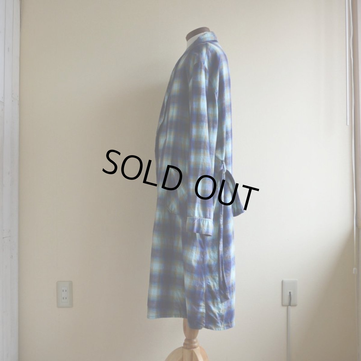 画像4: 1960s プリントネルガウン　 オンブレーチェック　 表記XL  (4)