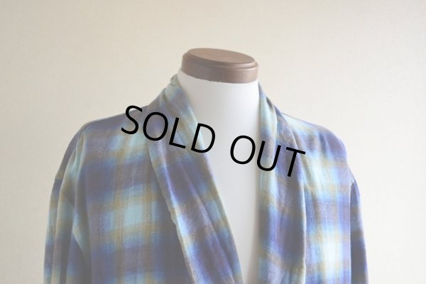 画像6: 1960s プリントネルガウン　 オンブレーチェック　 表記XL 