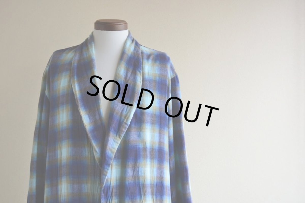 画像7: 1960s プリントネルガウン　 オンブレーチェック　 表記XL  (7)