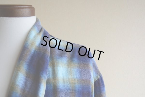 画像5: 1960s プリントネルガウン　 オンブレーチェック　 表記XL 