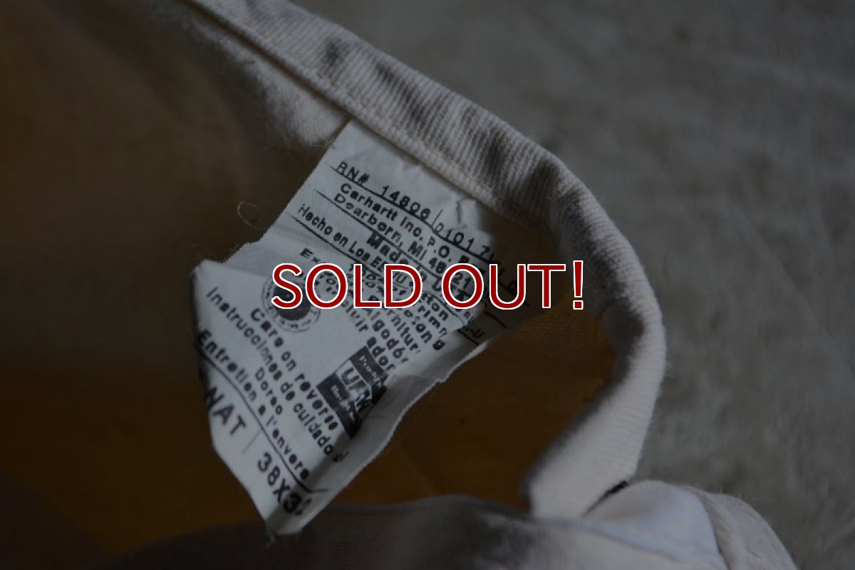 画像7: 1990s Carhartt 生成りオーバーオール　 MADE IN USA　 表記w38  (7)