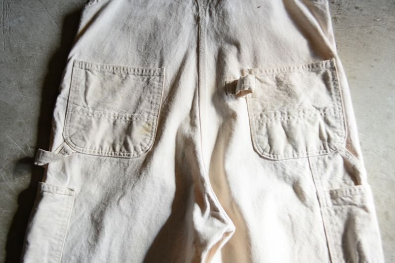 1990s Carhartt 生成りオーバーオール MADE IN USA 表記w38 - 古着屋