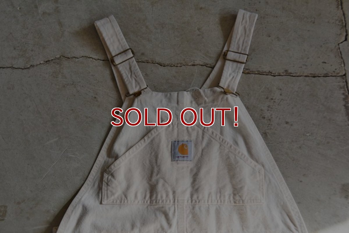 画像4: 1990s Carhartt 生成りオーバーオール　 MADE IN USA　 表記w38  (4)