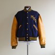 画像1: 1960s-70s THE STANDARD PENNANT CO 袖レザースタジャン　<br>チェーン刺繍　<br>実寸ML<br> (1)